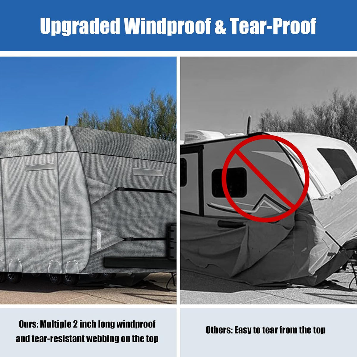 6 Layers Windproof UV Resistant RV Cover 30'1''-33' D54316