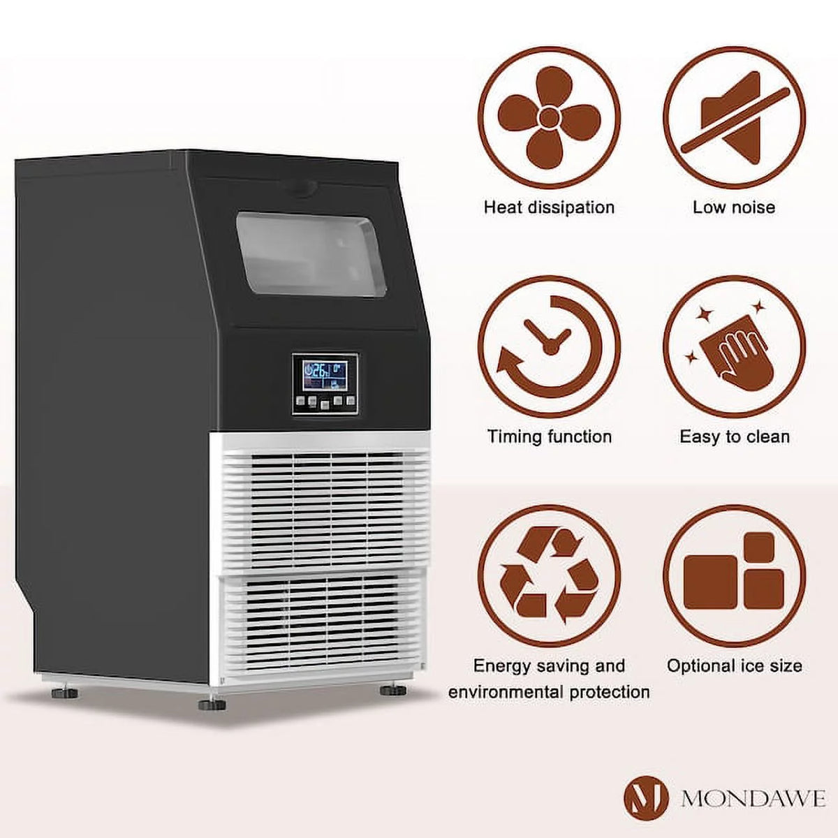 Countertop Bullet Ice Maker with Ice Scoop and Built-in Rack C567815
