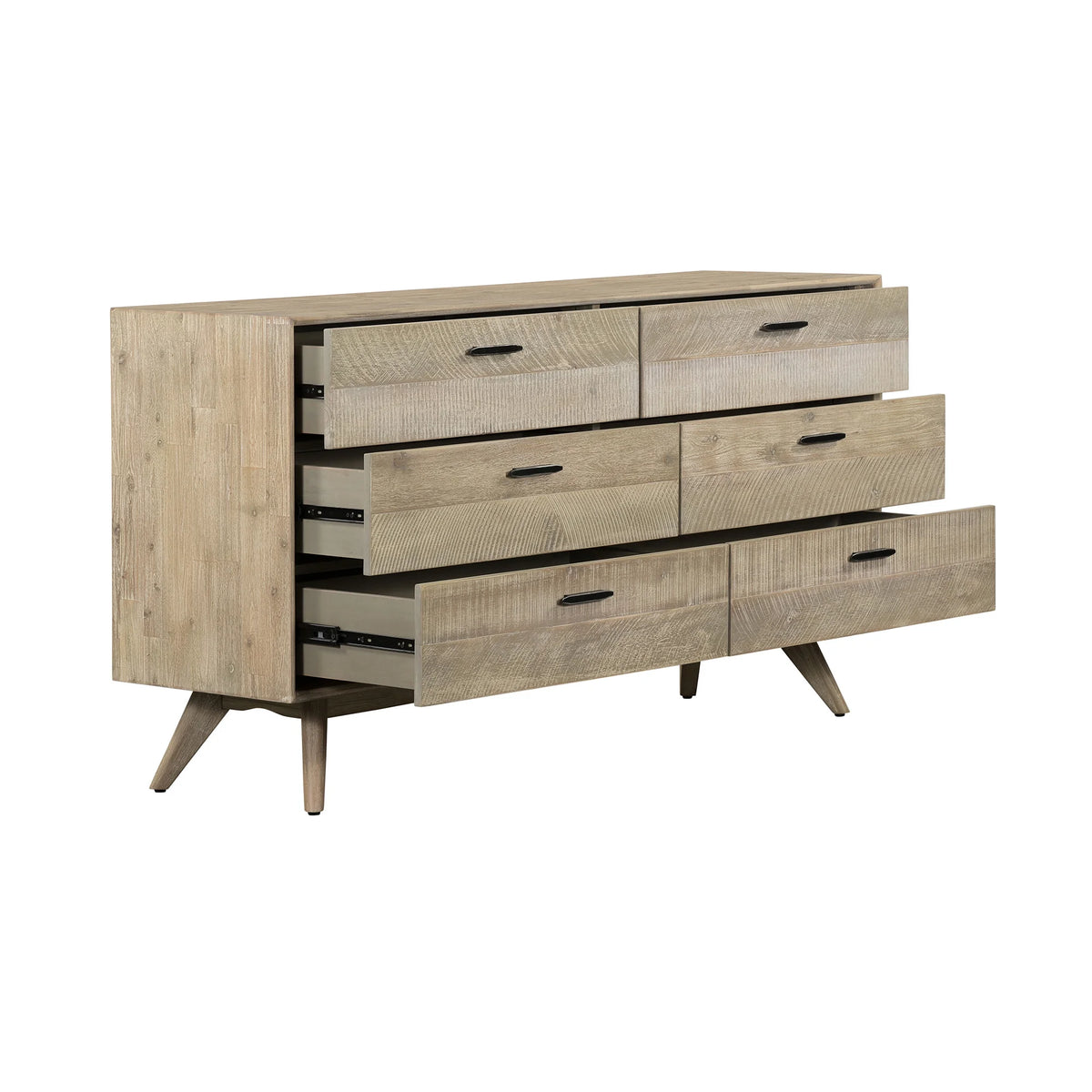 Brown Solid Wood Six Drawer Double Dresser V37488