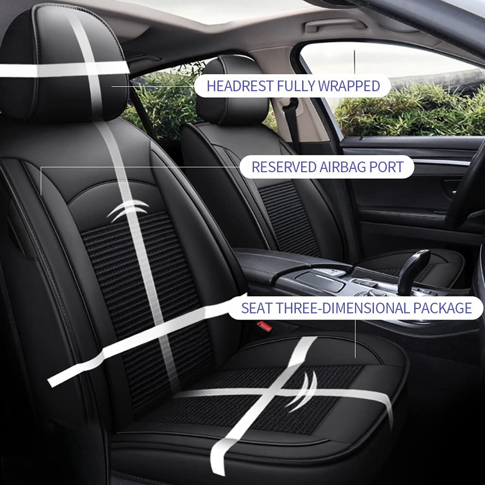 Custom Car Seat Covers Full Set 5 Seats Faux Leather Waterproof Black Y96543