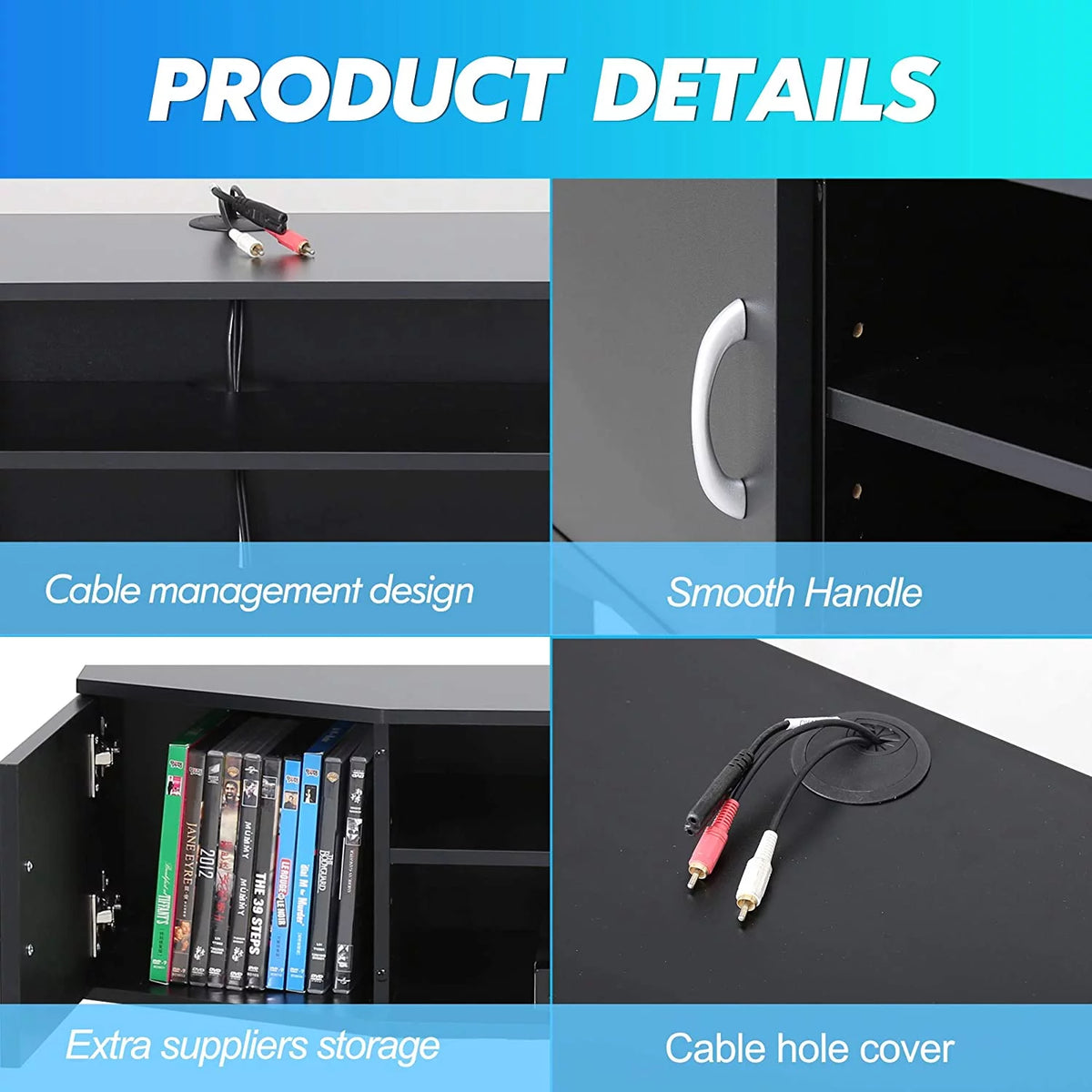 Black Wall Mounted Floating TV Stand H930