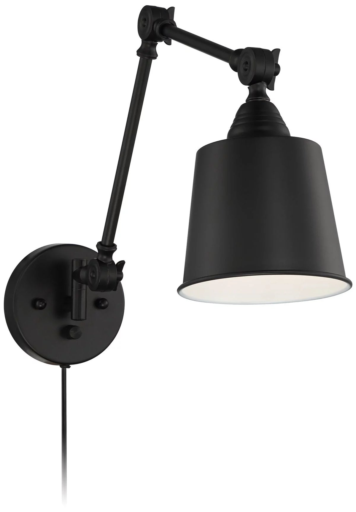 Black Metal Plug-in Wall Lamps Set of 2 K305