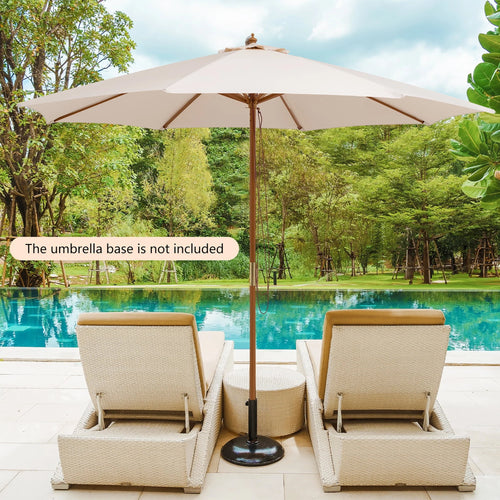 10FT Wooden Market Table Umbrella with 8 Bamboo Ribs K111