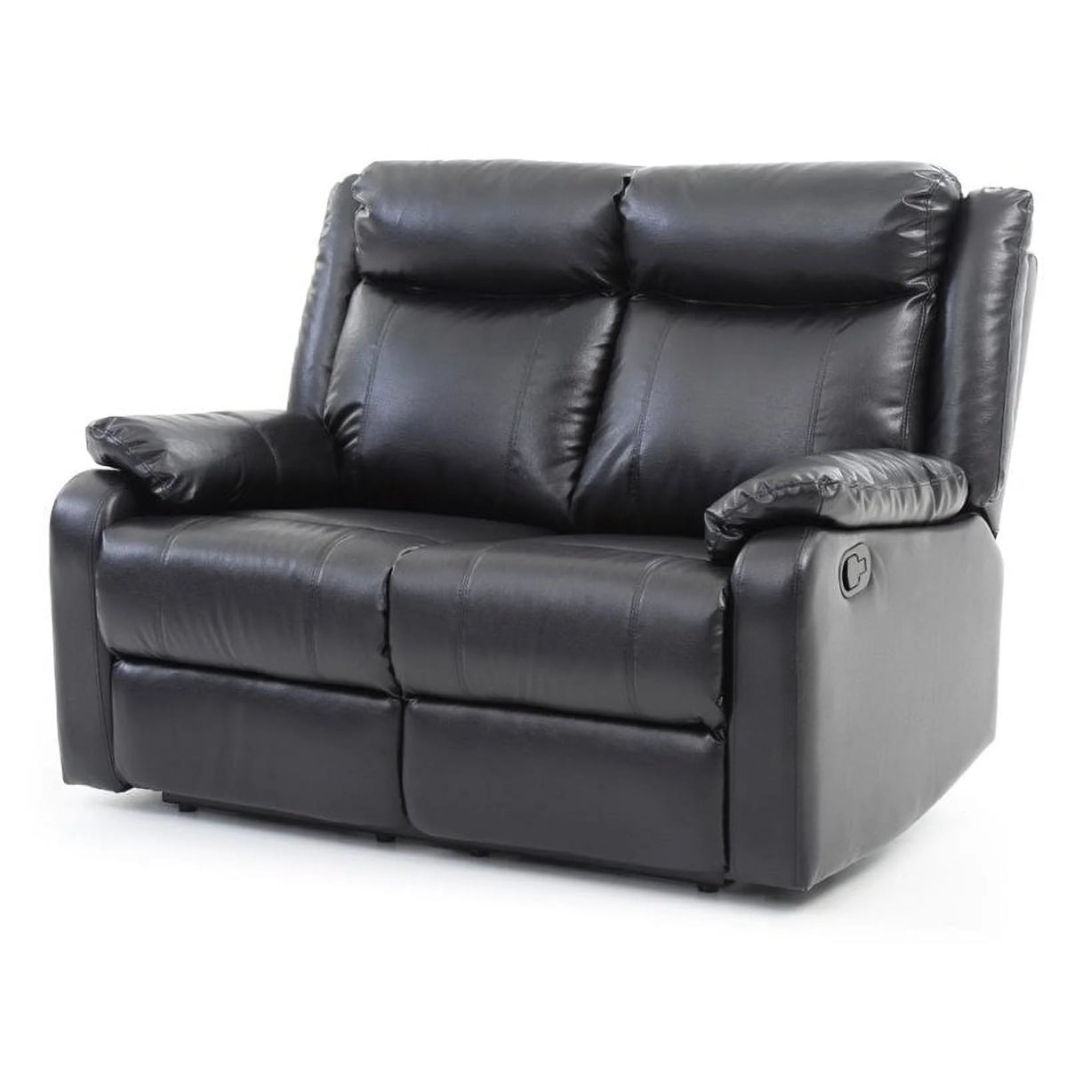 Black Faux Leather Double Reclining Loveseat D169036