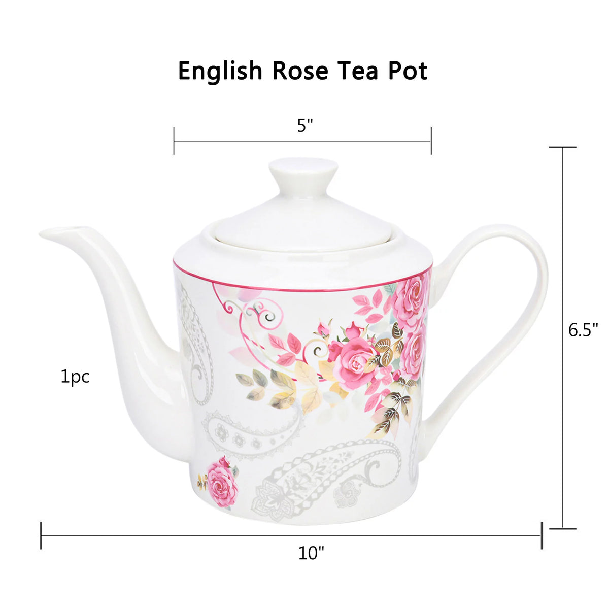 Bone China Floral Teapot 1.15-qt. Q60379