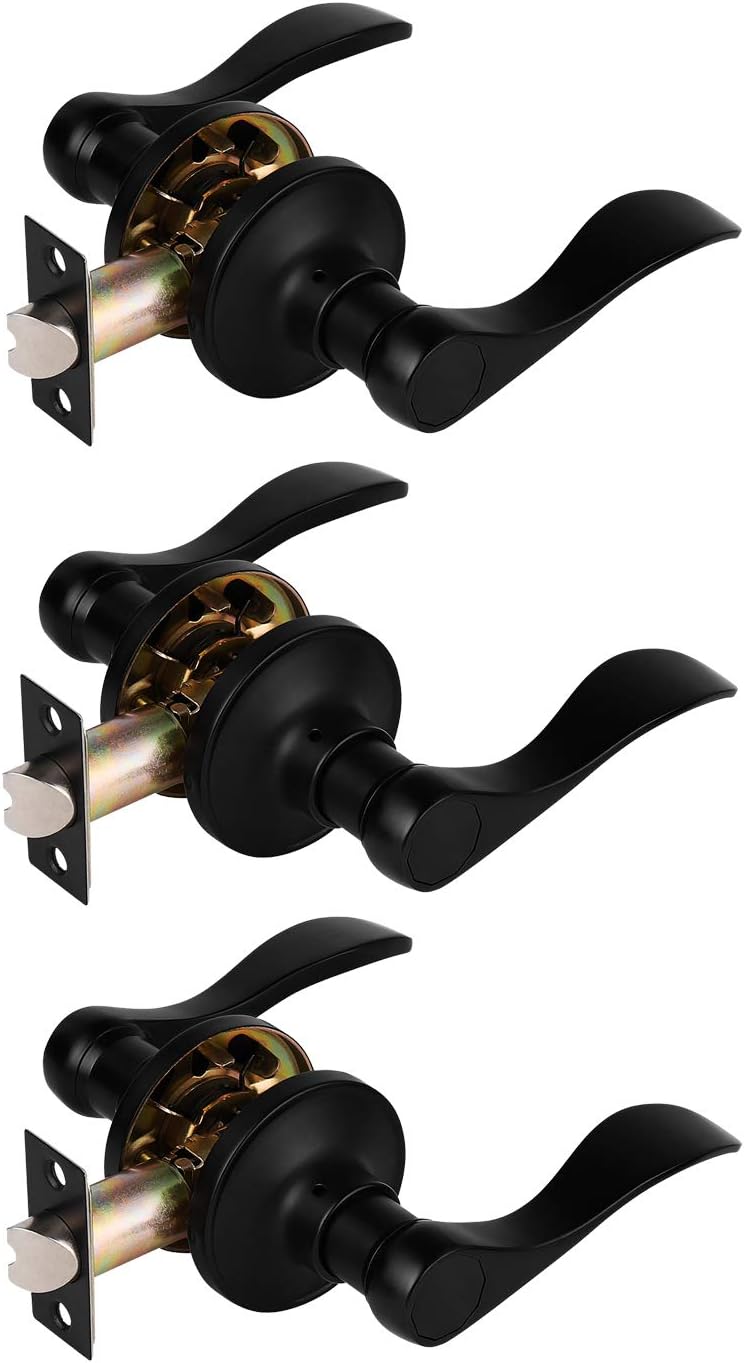 2 Pack Keyless Black Privacy Door Lever Lock Set P33823