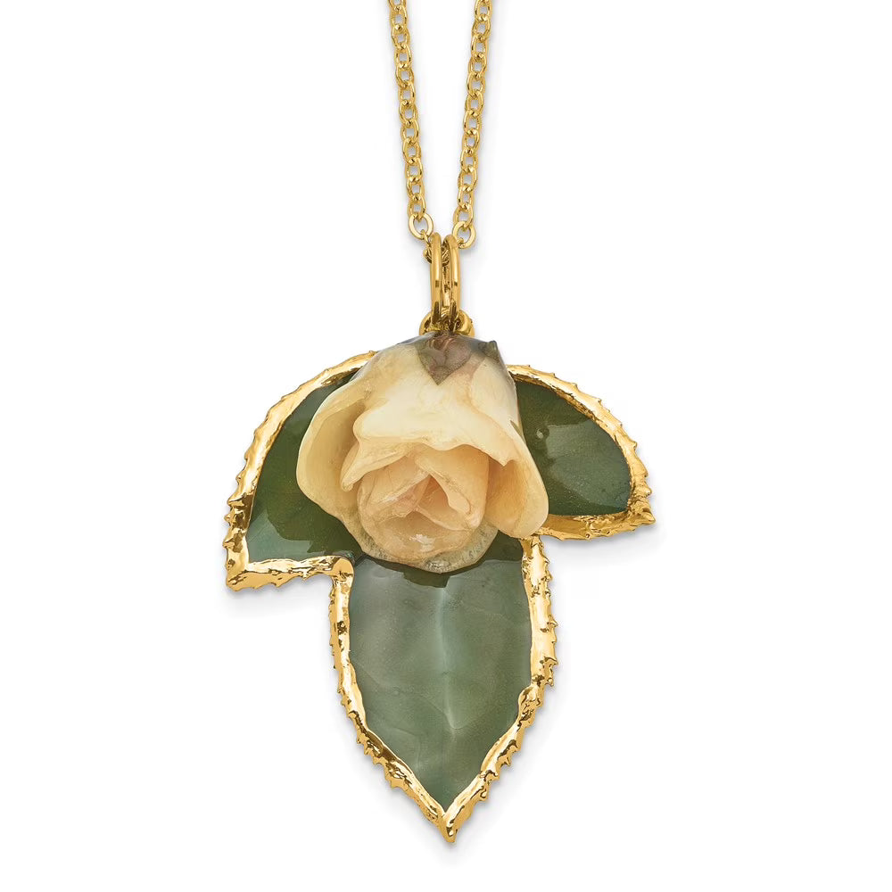 24K Gold-trim Lacquer Dipped Leaf 20 inch Necklace O991483