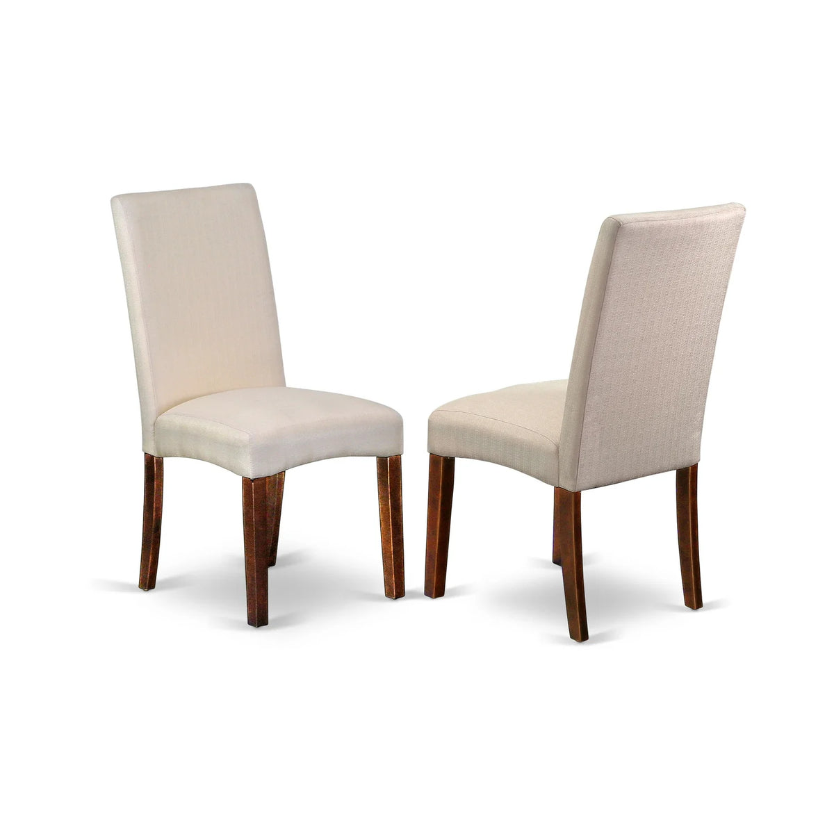 7 Pc Dining Table and 4 Chair with Bench Mahogany Finish Leg Linen Fabric Cream Q48340