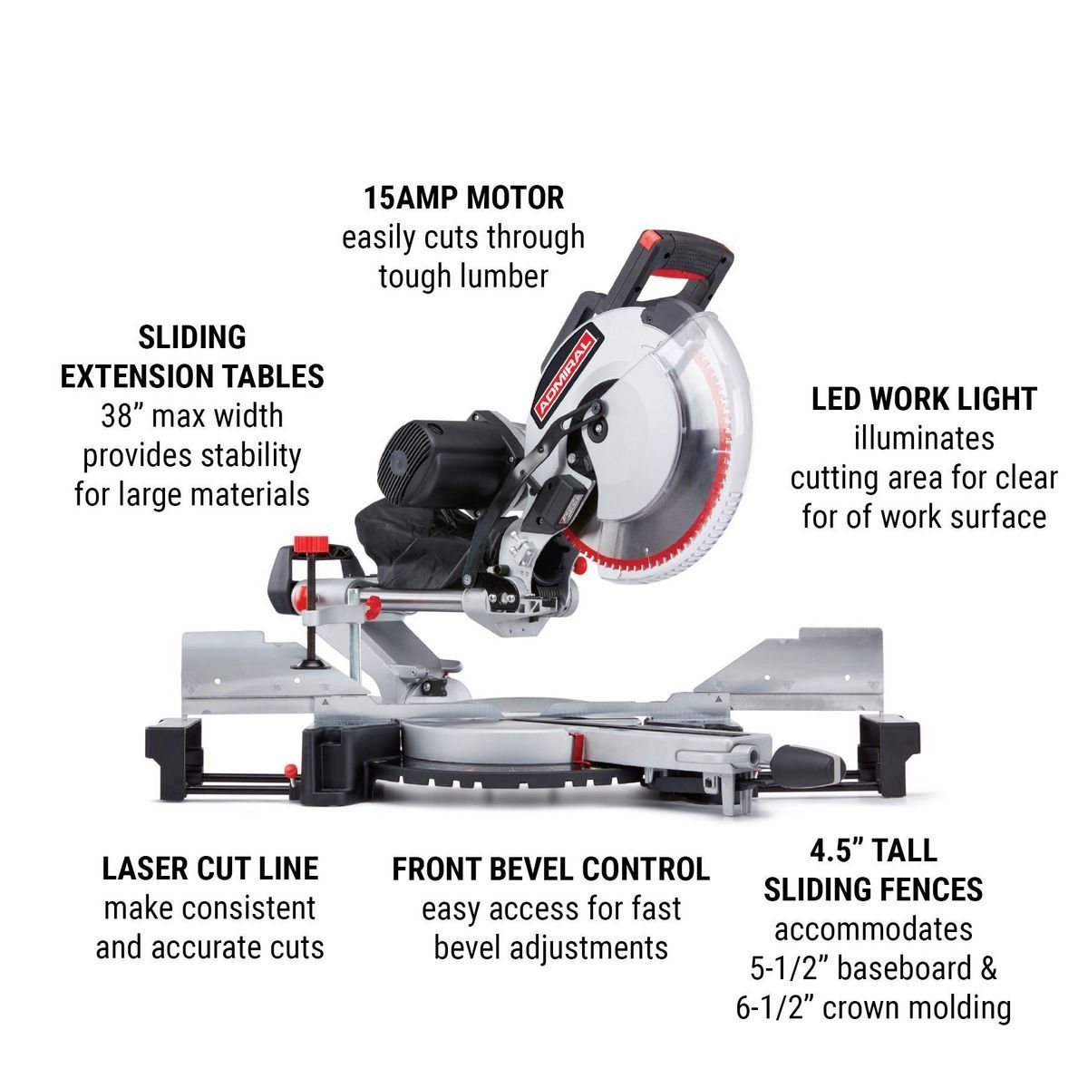 12 in. Dual-Bevel Sliding Compound Miter Saw with LED and Laser Guide T18520