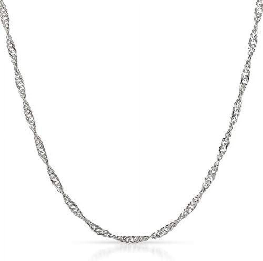 14K White Gold 2mm Singapore Pendant Chain Necklace T512205