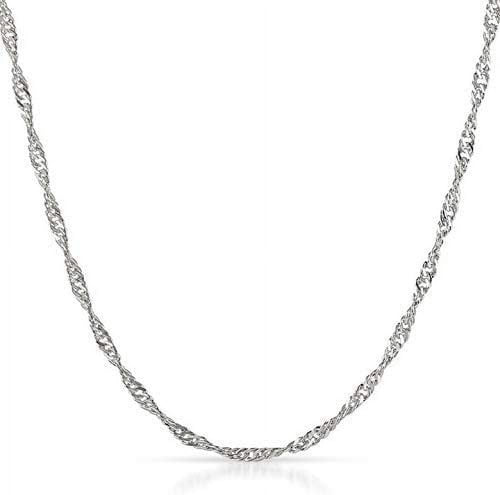 14K White Gold 2mm Singapore Pendant Chain Necklace T512205