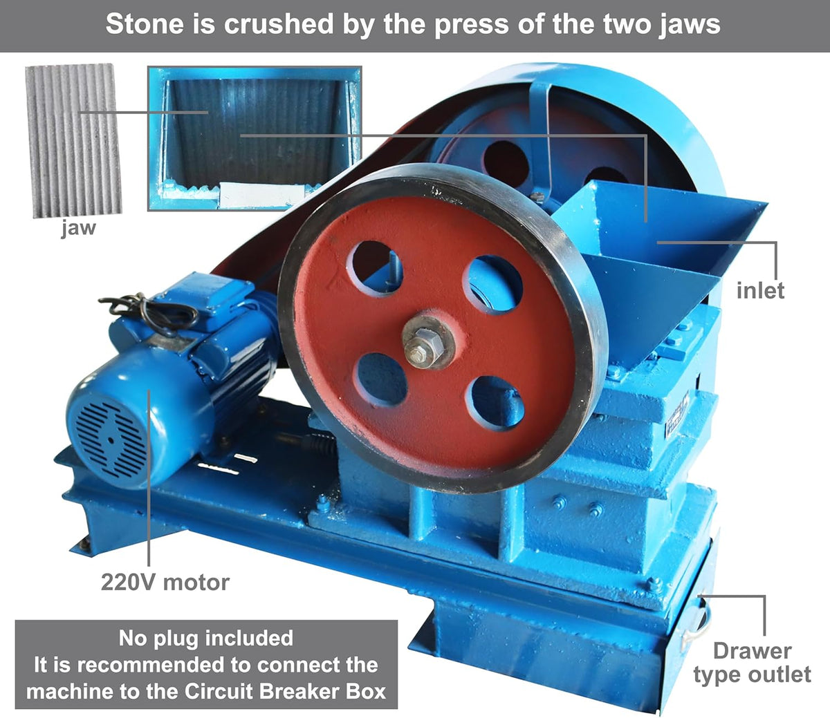 220V 2.2KW Jaw Grinding Machine Crusher O573523