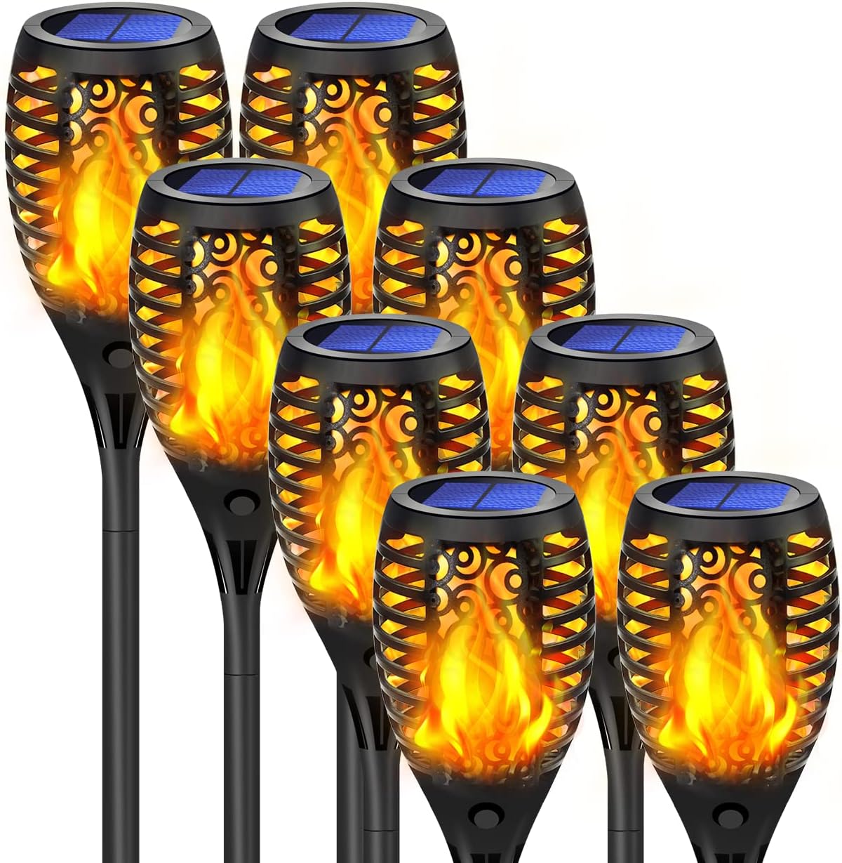 6 Pack Large Waterproof Solar Flame Torch Lights S795