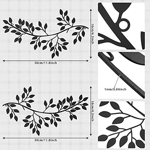 2 Pieces Metal Tree Leaf Wall Decor Wrought Iron Scroll Sculptures N8742