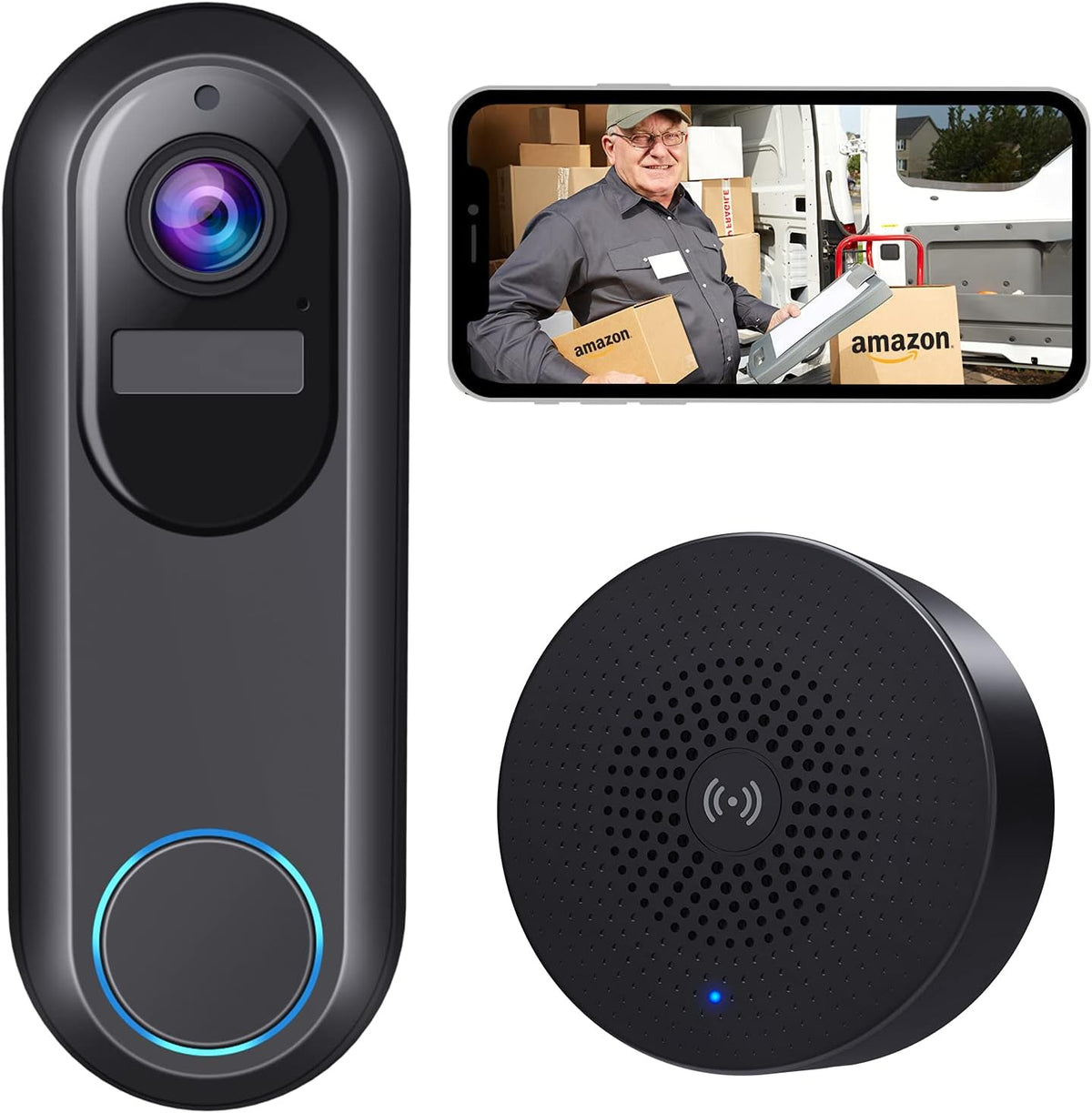 1080P HD Wireless Video Doorbell Camera with Chime A767711
