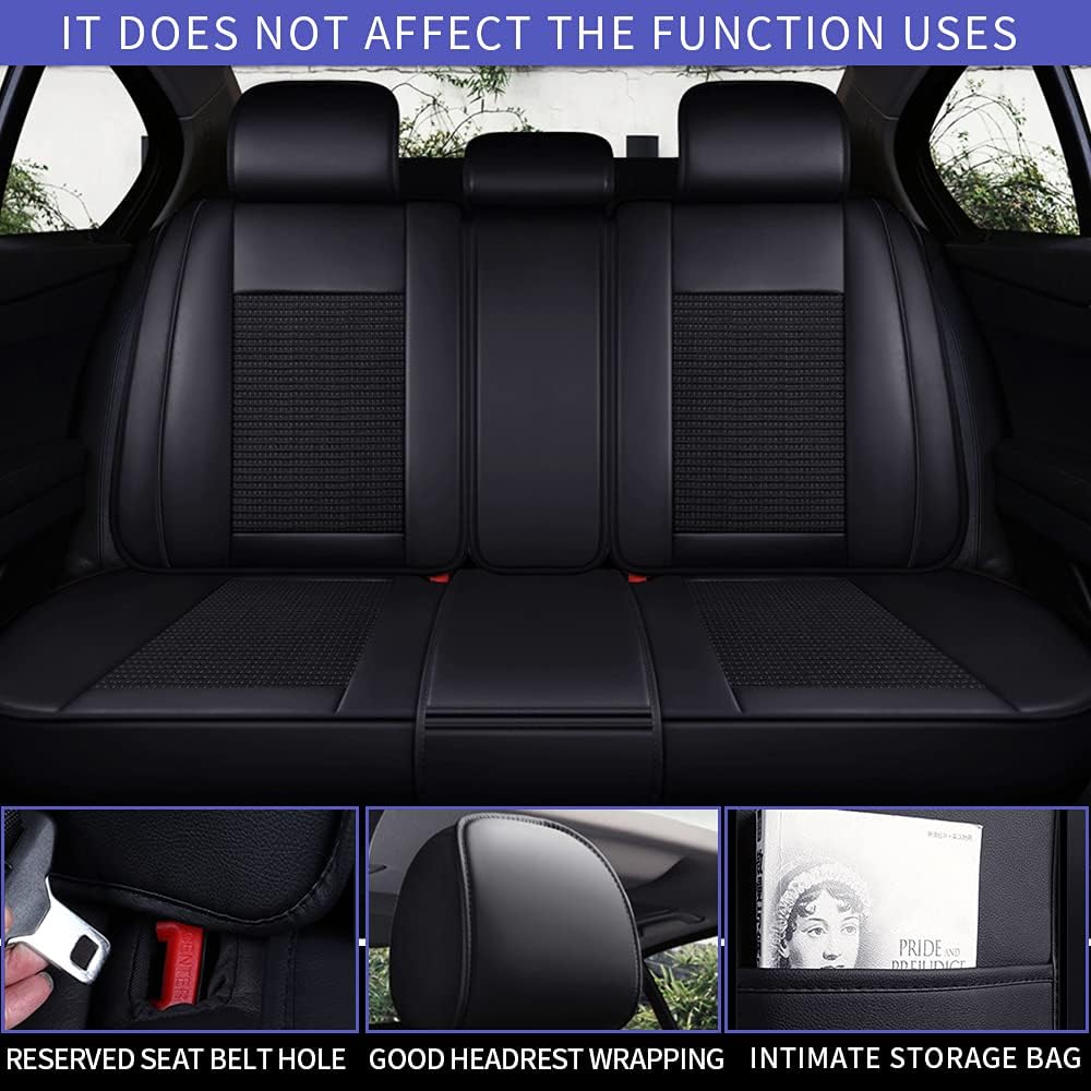 Custom Car Seat Covers Full Set 5 Seats Faux Leather Waterproof Black Y96543