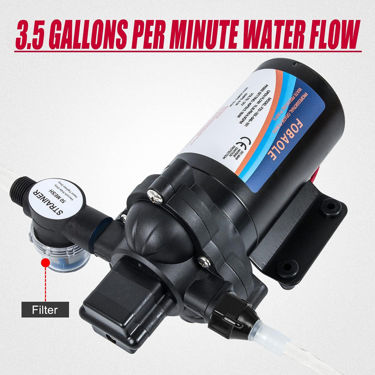 12V Fresh Water Pump with Pressure Switch 3.5 GPM 45 Psi T57468