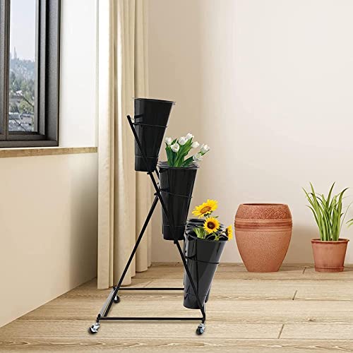 3 Layers Metal Plant Stand With Wheels Z763678