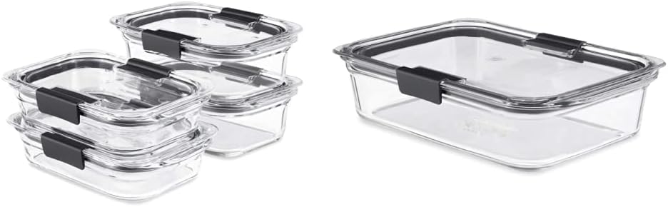 8-Piece Clear Glass Food Storage Containers with Lids L102293