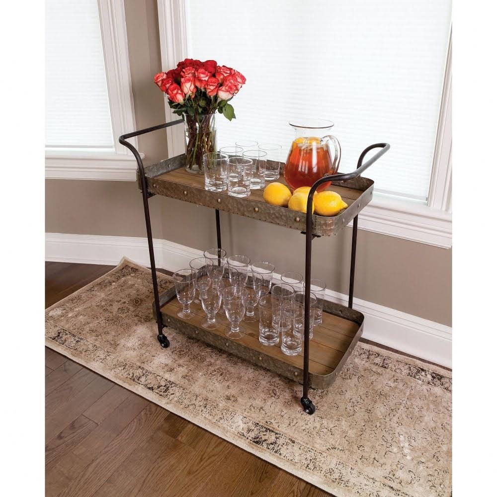 32.5 inch Serving Cart Natural/Grey Finish C49572