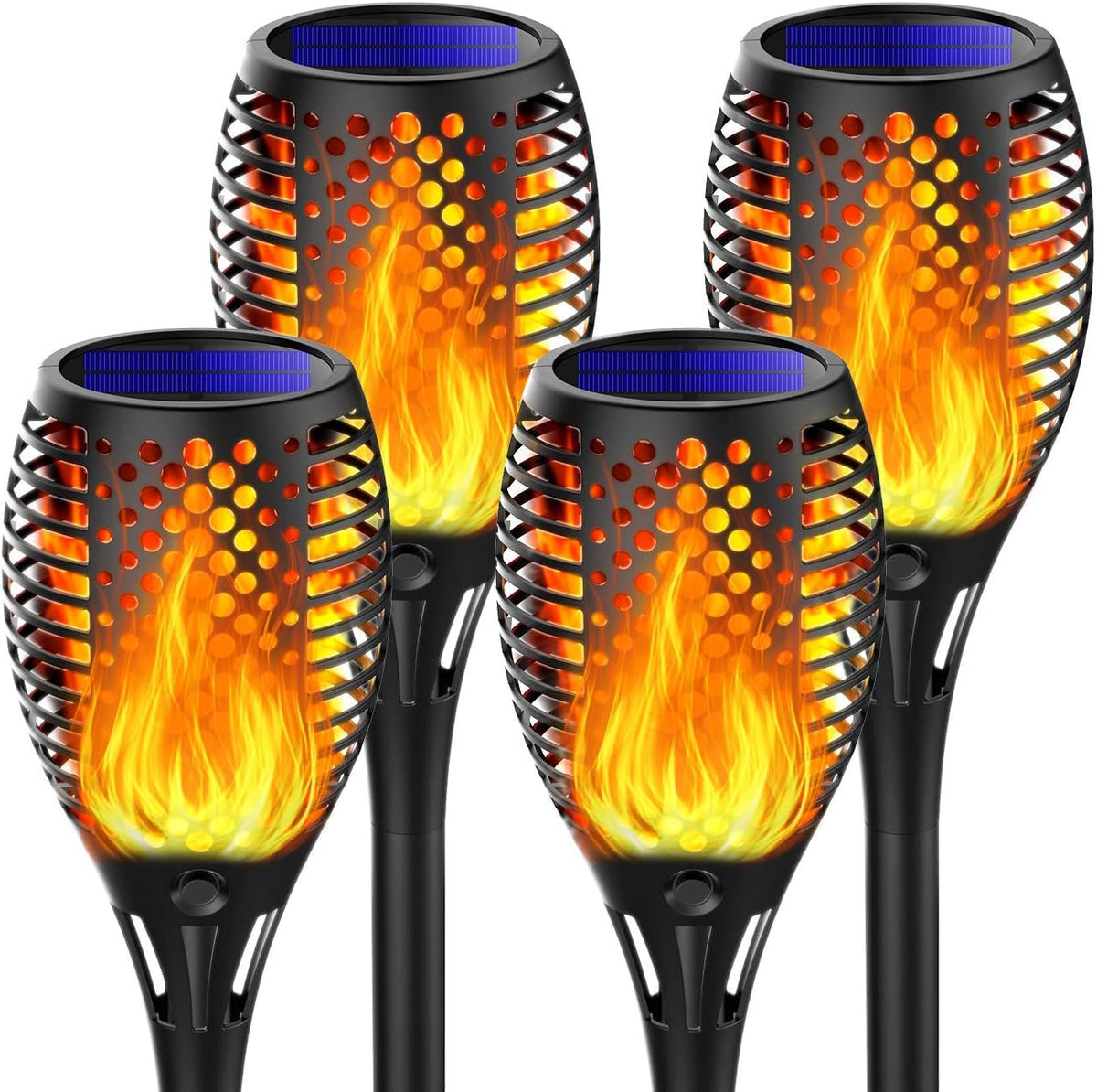 6 Pack Large Waterproof Solar Flame Torch Lights S795