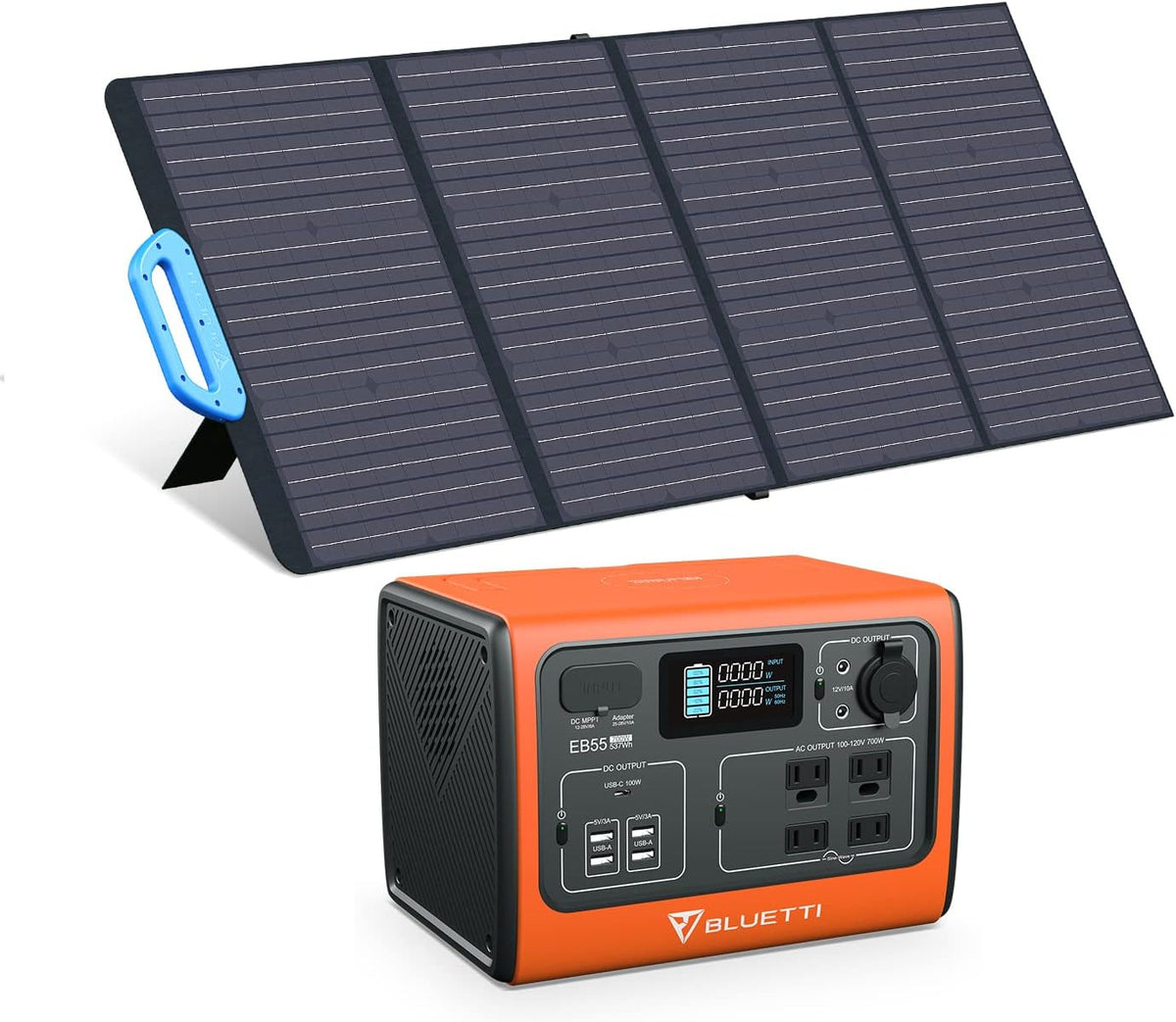 700W 537Wh Portable Power Station with 120W Foldable Solar Panel X88523