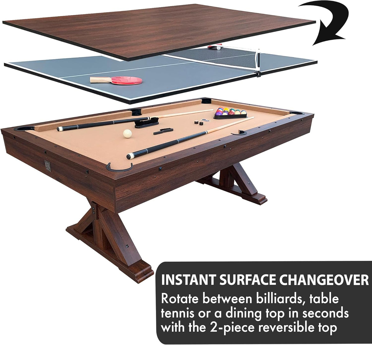 3 in 1 Multi Game Pool Table with Dining Top T9977
