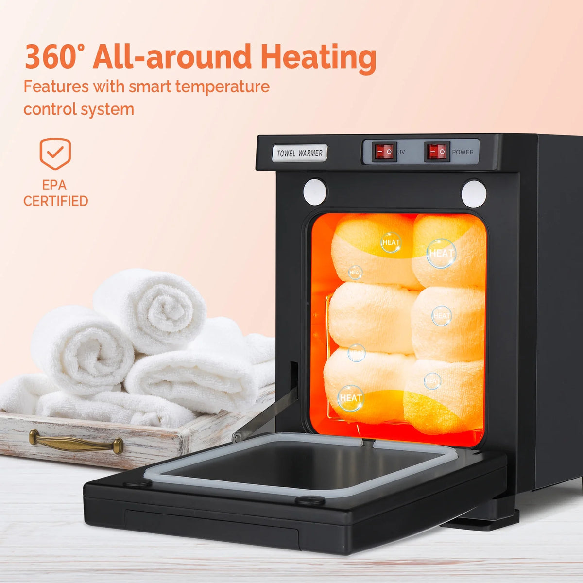 Black 5L Hot Towel Warmer UV Sterilizer Cabinet W345216