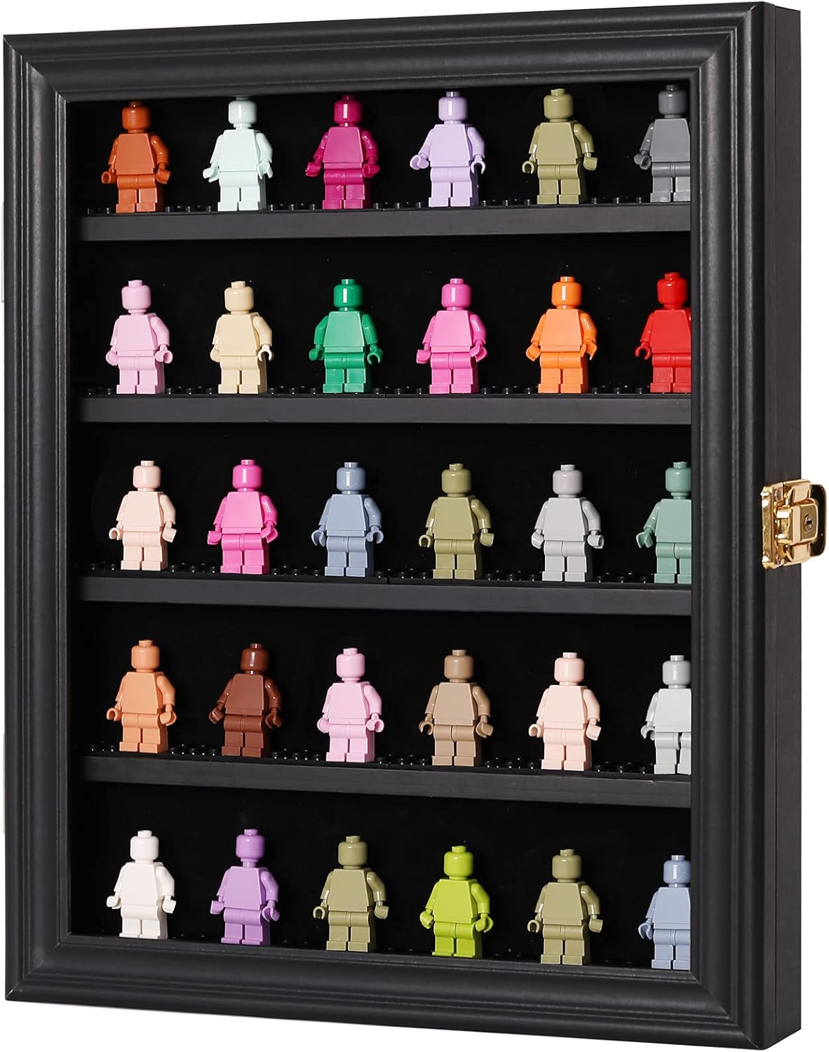 Black Wall Mount Display Case with UV Protected Lockable Removable Shelves M5903