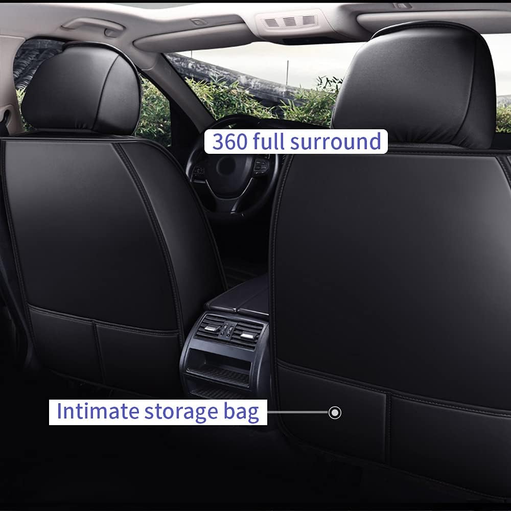 Custom Car Seat Covers Full Set 5 Seats Faux Leather Waterproof Black Y96543