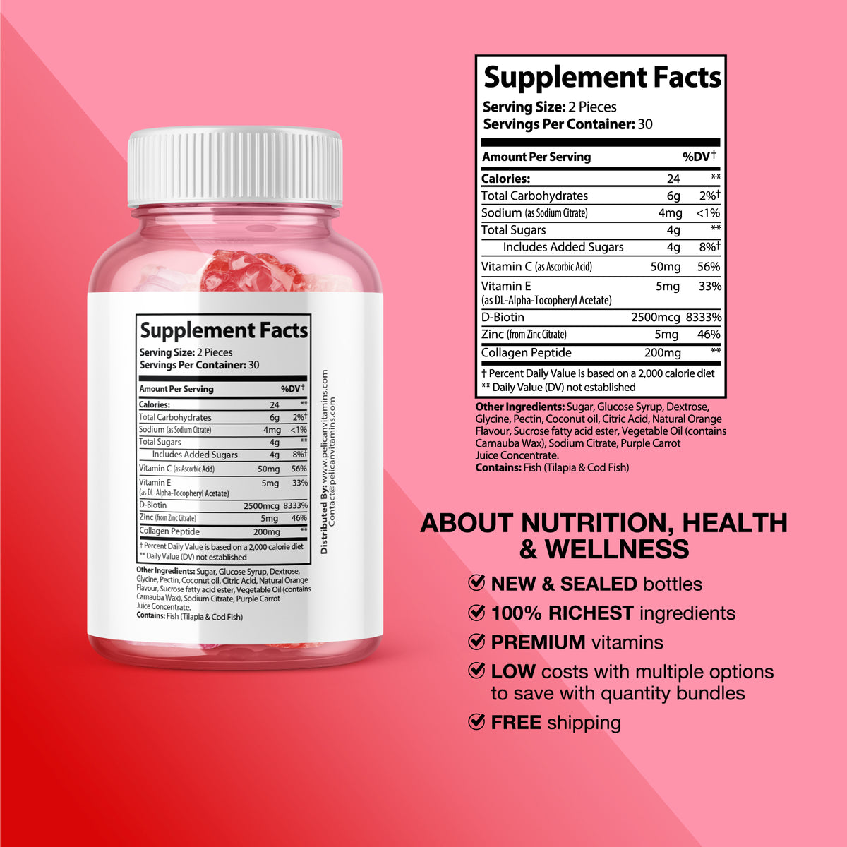 2 Bottles 120 Gummies Collagen Boost C166565