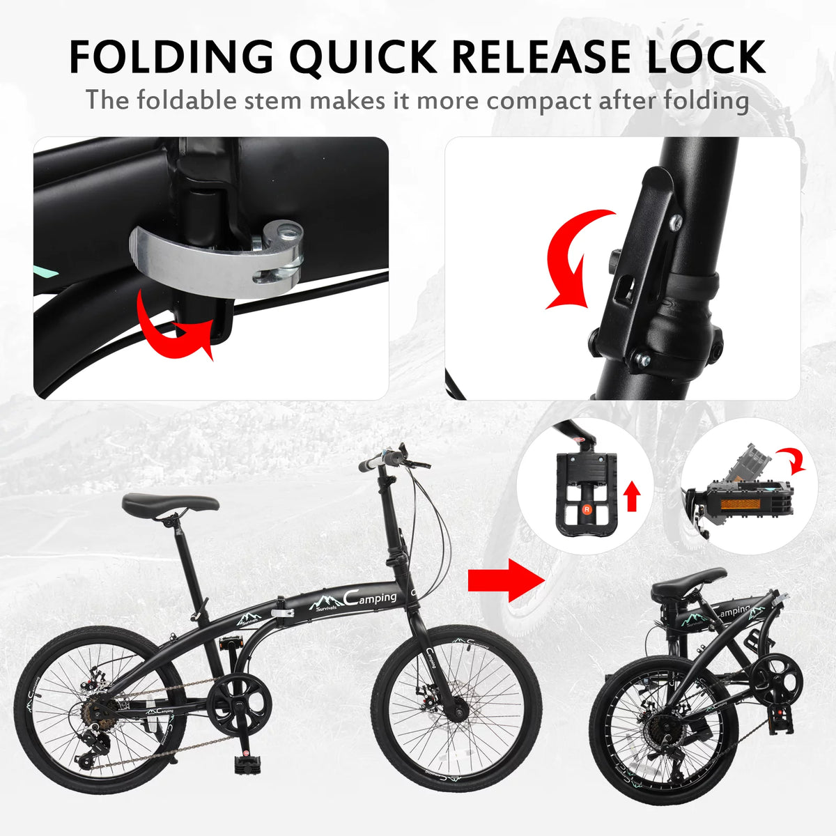 Black 7 Speed Folding Bicycle H87823