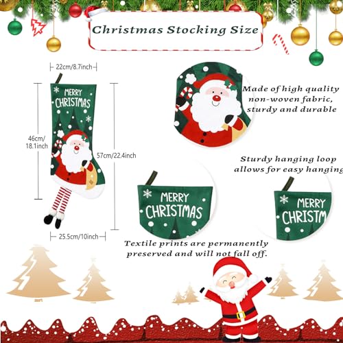 4 Pack Christmas Stockings with Name Tags, 18" Large Non-Woven Xmas Stocking T7698