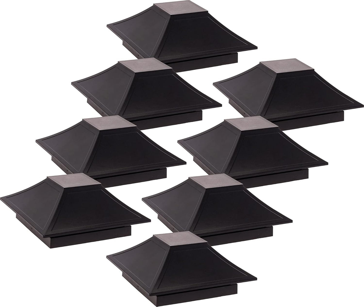 8 Pack Black Post Cap Cover for 4x4 Wood Posts D9738