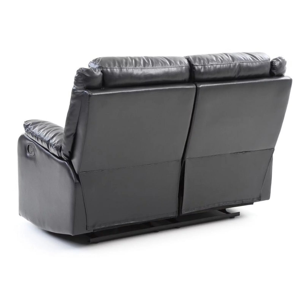 Black Faux Leather Double Reclining Loveseat D169036