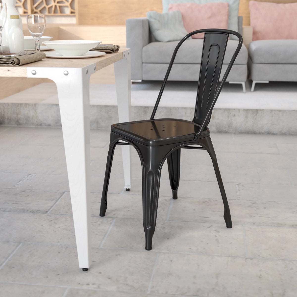 Black Metal Stackable Chair A6475