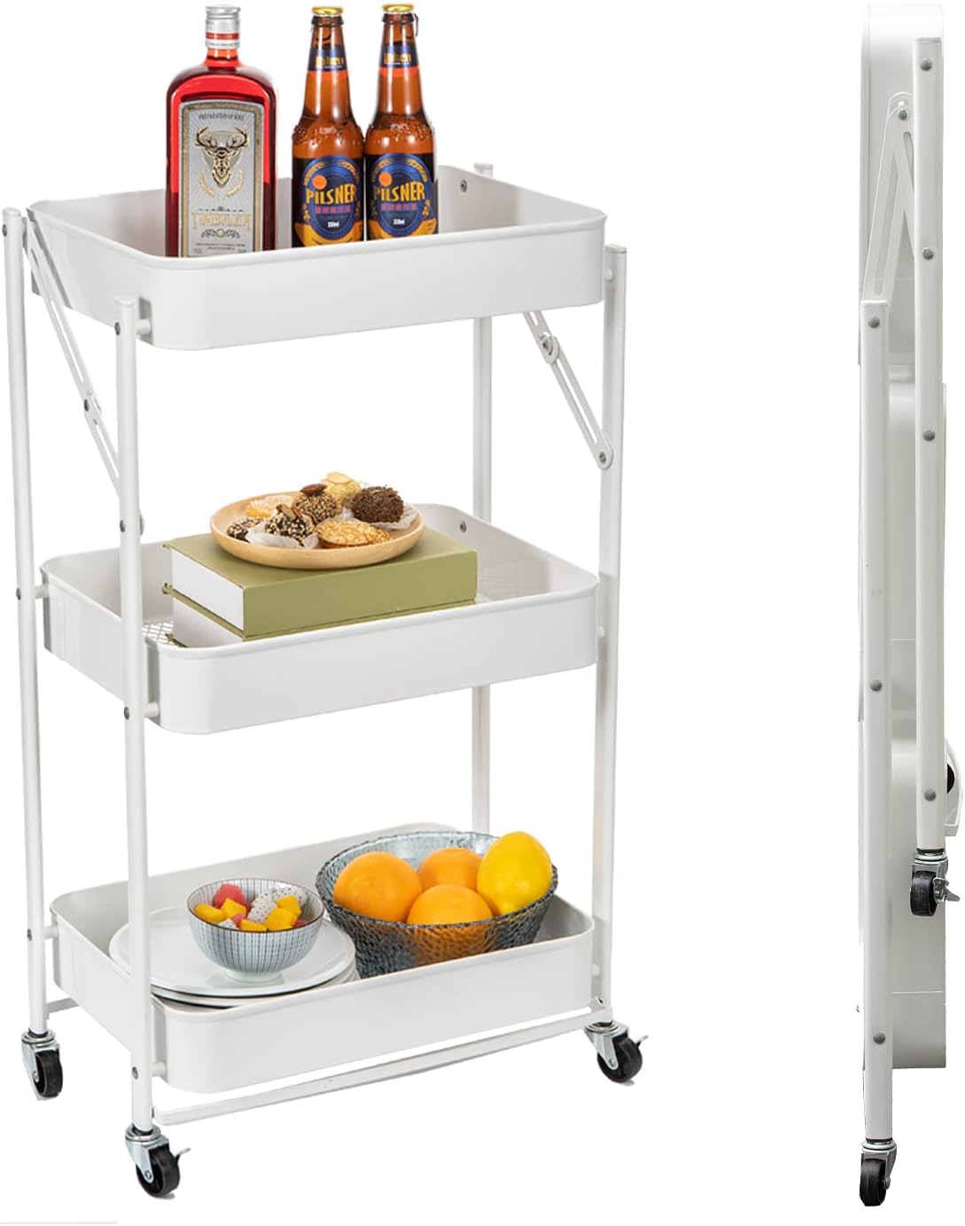 Blue 3 Tier Metal Rolling Cart E41013