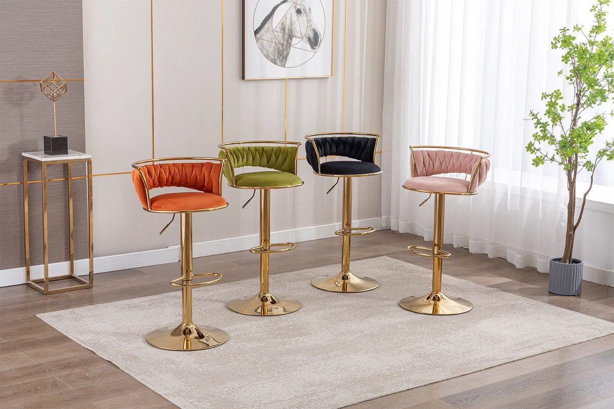 Black Velvet Adjustable Swivel Bar Stools Set of 2 G667500