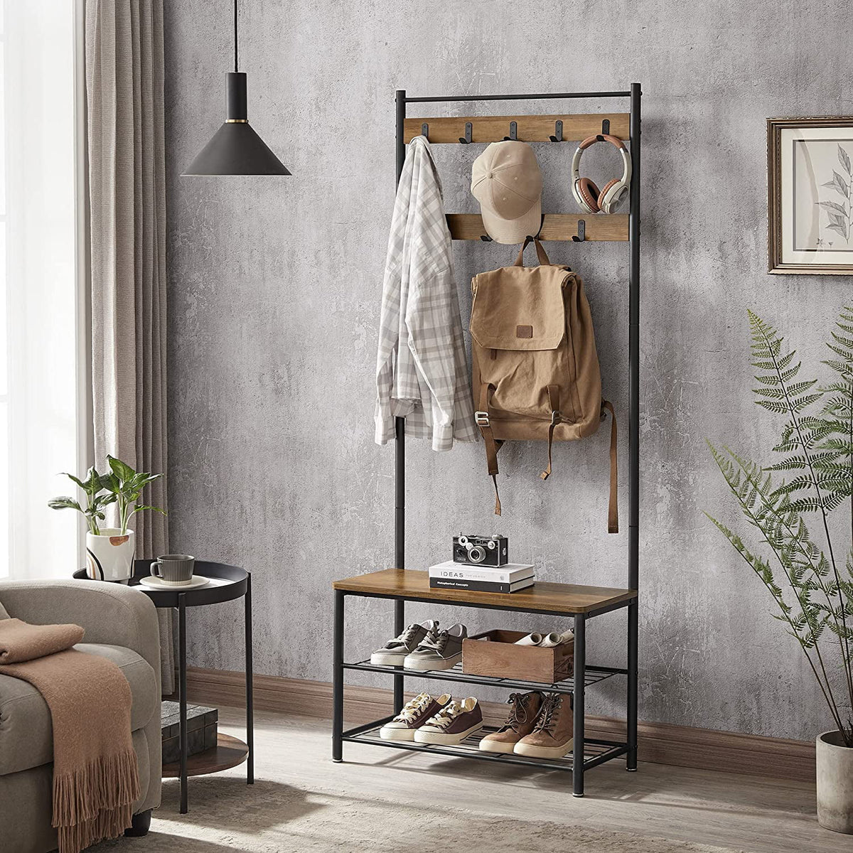 Coat Rack Hall Tree with Shoe Storage Bench J6423