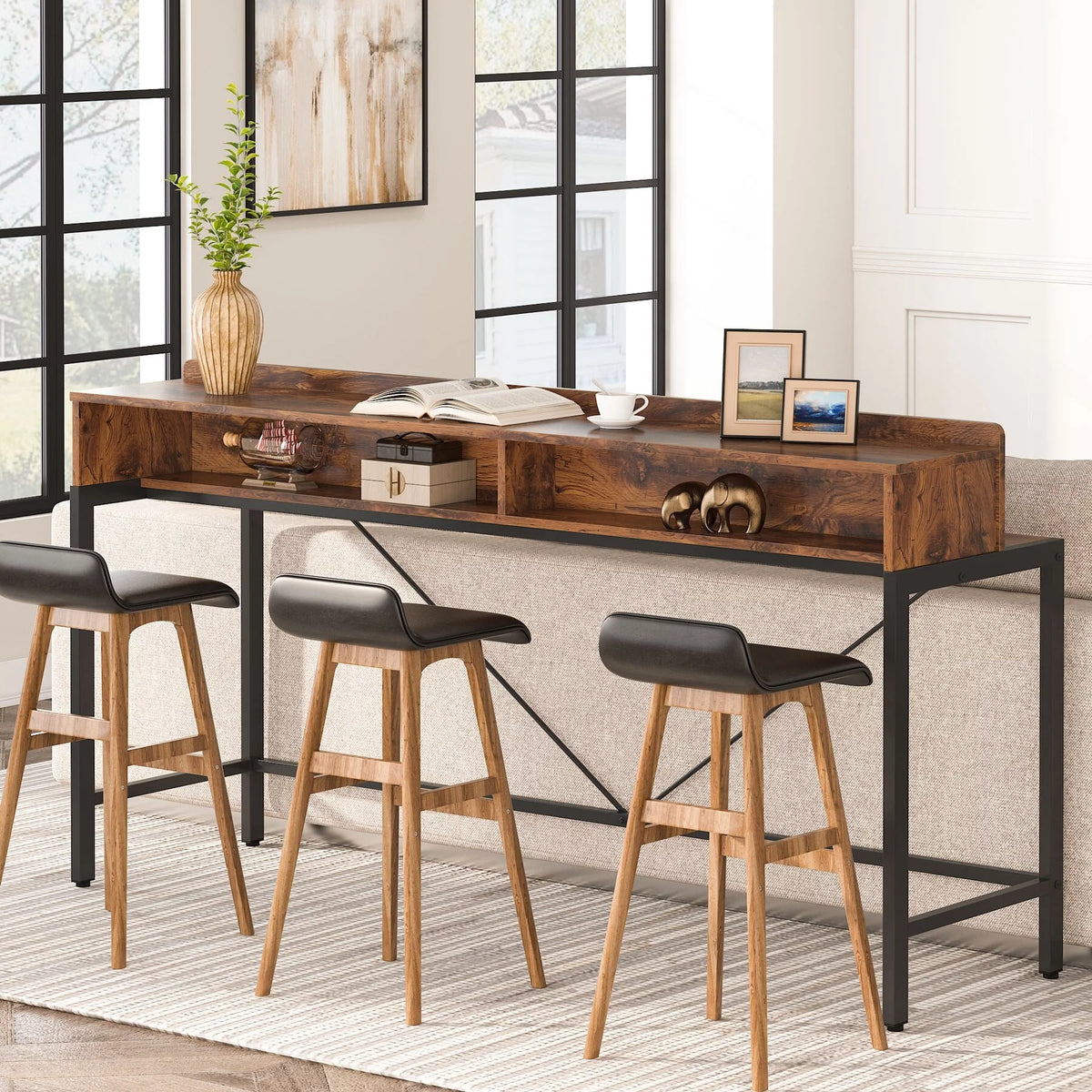 70.9 Inch 2 Tier Narrow Industrial Console Table G969520