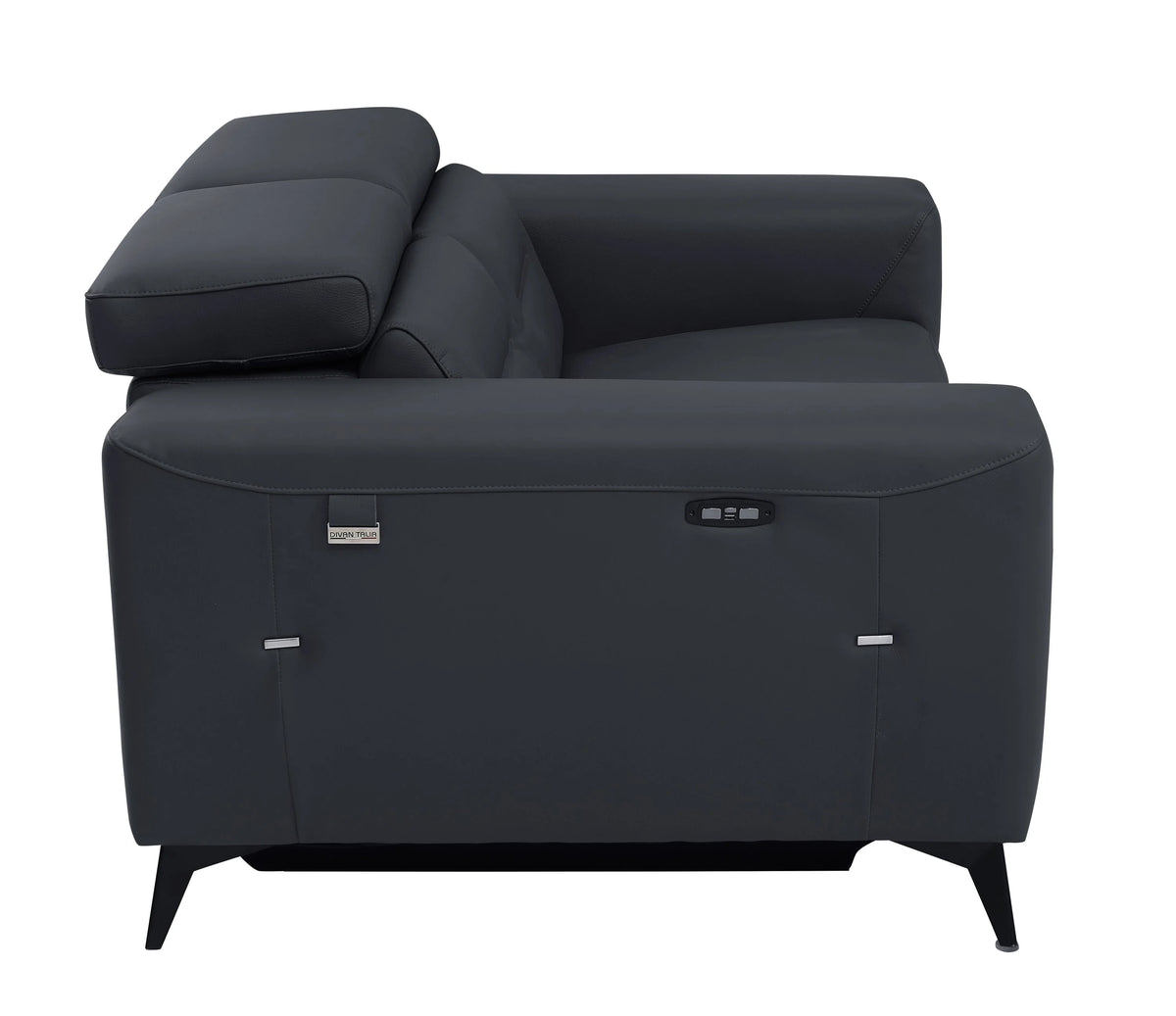 Dark Grey Top Grain Italian Leather Power Recliner Loveseat M9835
