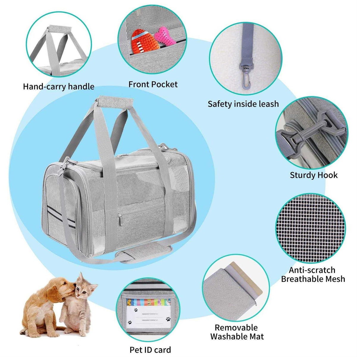 Cat Carrier Airline Approved for Small Dogs Medium Cats Under 15 Lbs V688226