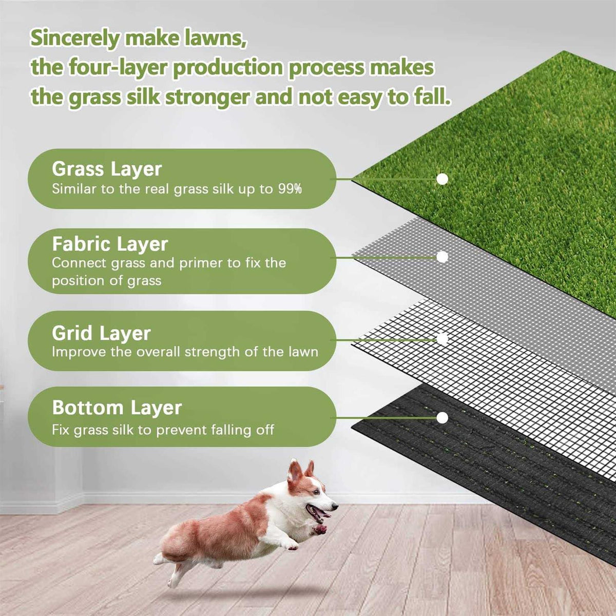 39.4 x 31.5 Inches Washable Artificial Grass Rug I4721