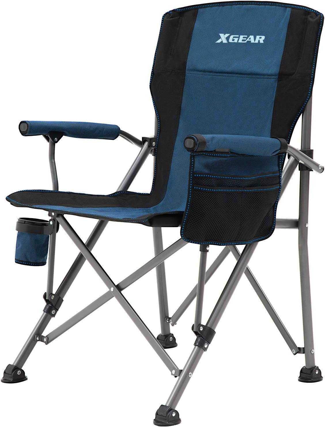 Camping Chair Hard Arm High Back Heavy Duty with Cup Holder (Cool Gray) D23143