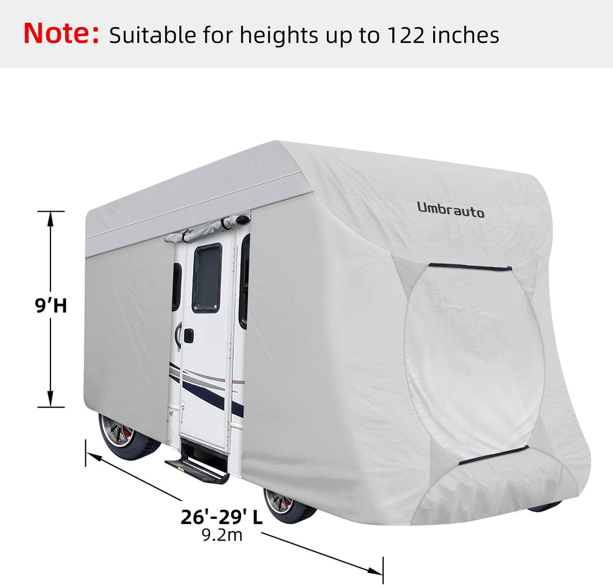3 Layers Waterproof Ripstop RV Cover Fits 26Ft to 29Ft, Grey U159761