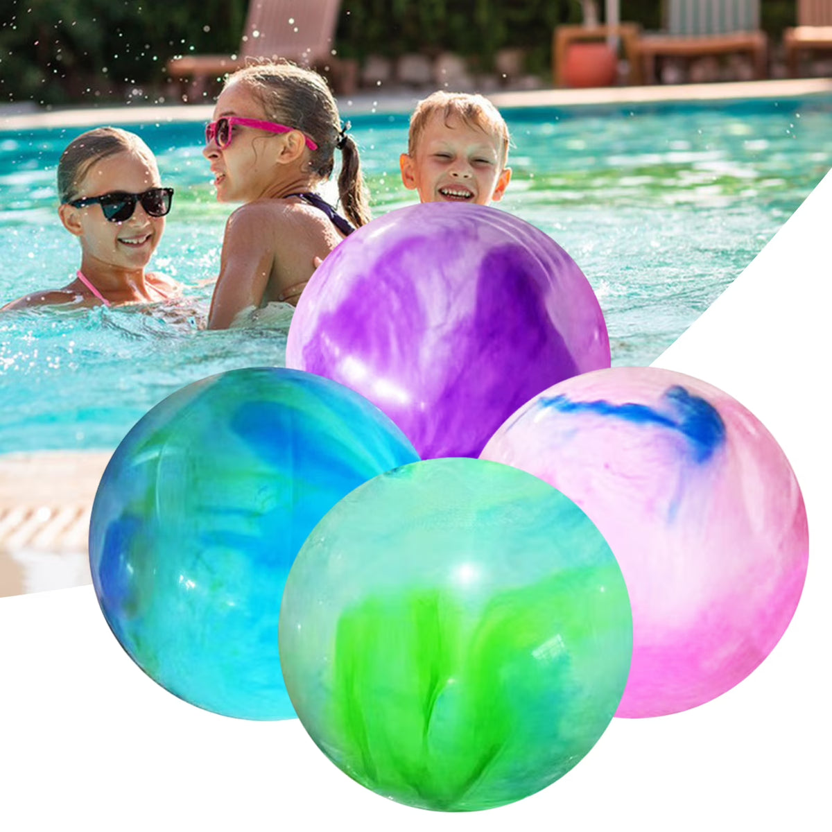 4Pcs 15 Inch Marbleized Bouncy Rubber Playground Sensory Balls K621739
