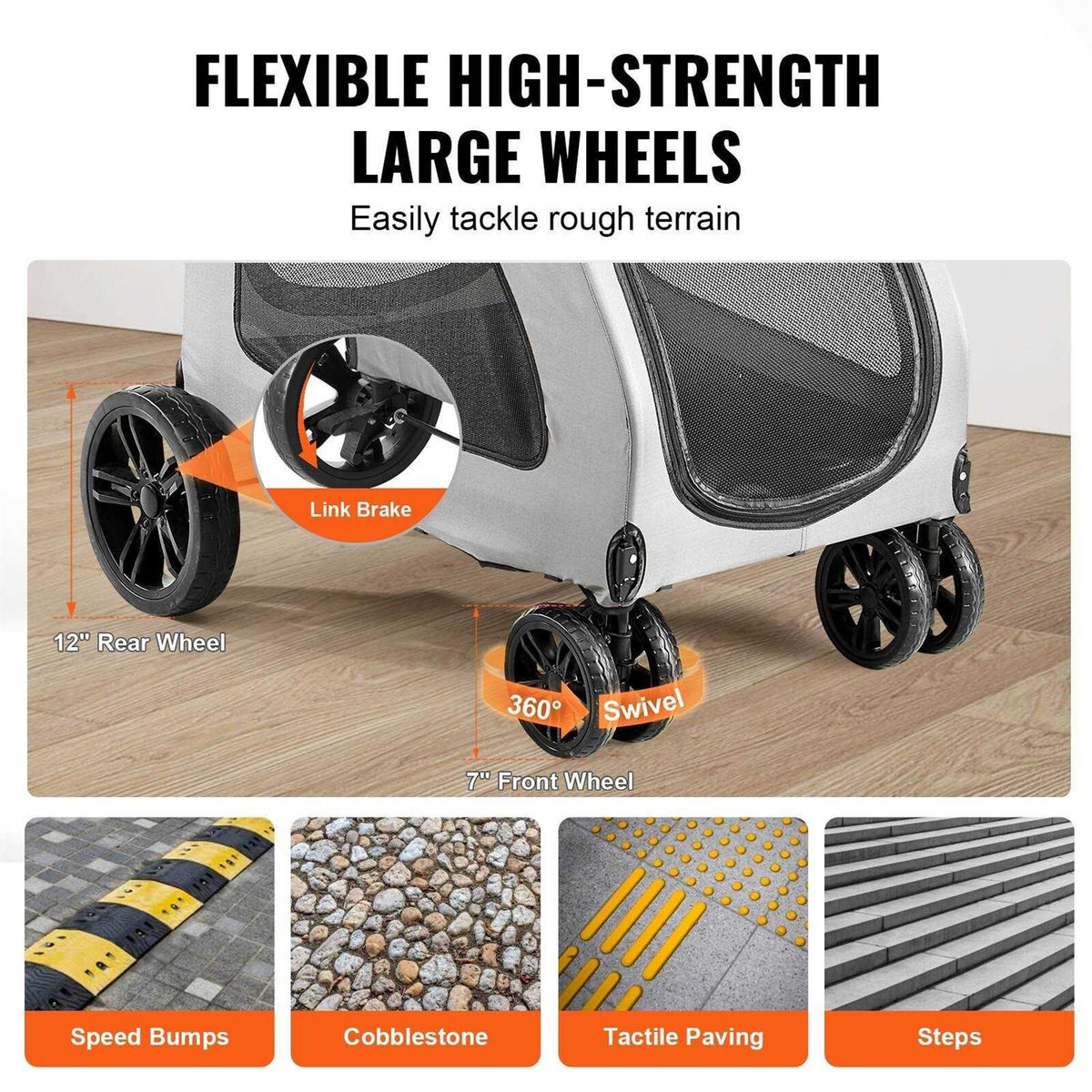 4 Wheels Pet Stroller with Brakes C624861