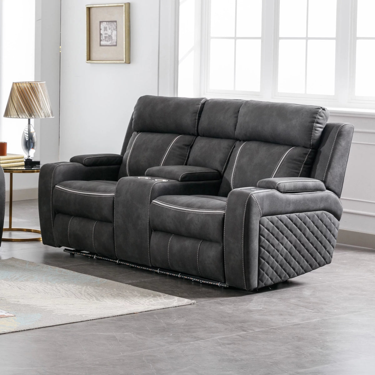 Brown Velvet-Like Reclining Love Seat S9924