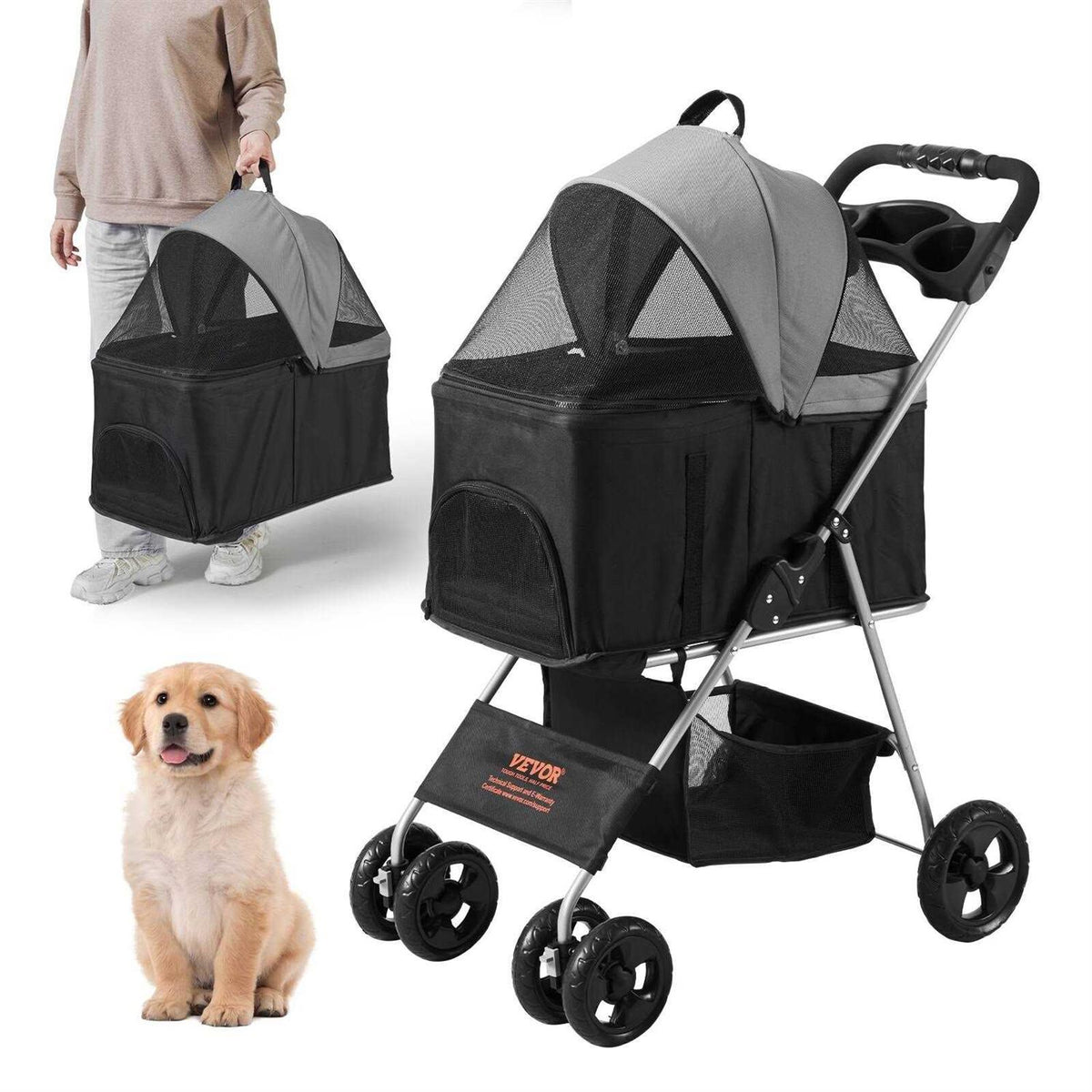 4 Wheels Pet Stroller with Brakes C624861