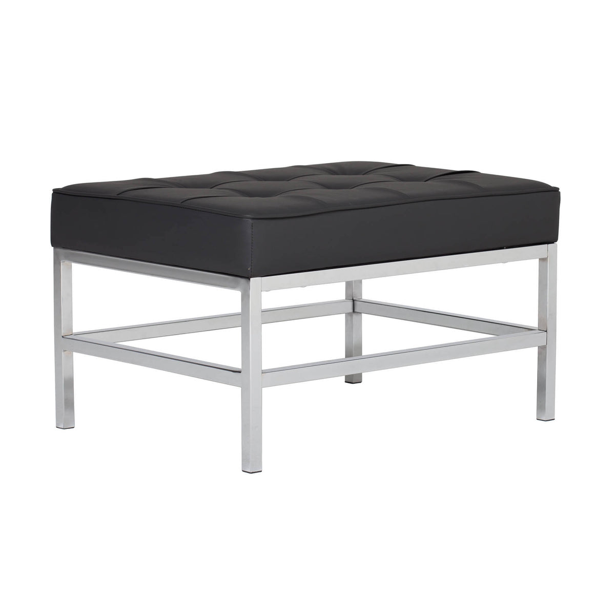 Black Bonded Leather Rectangle Ottoman E592709